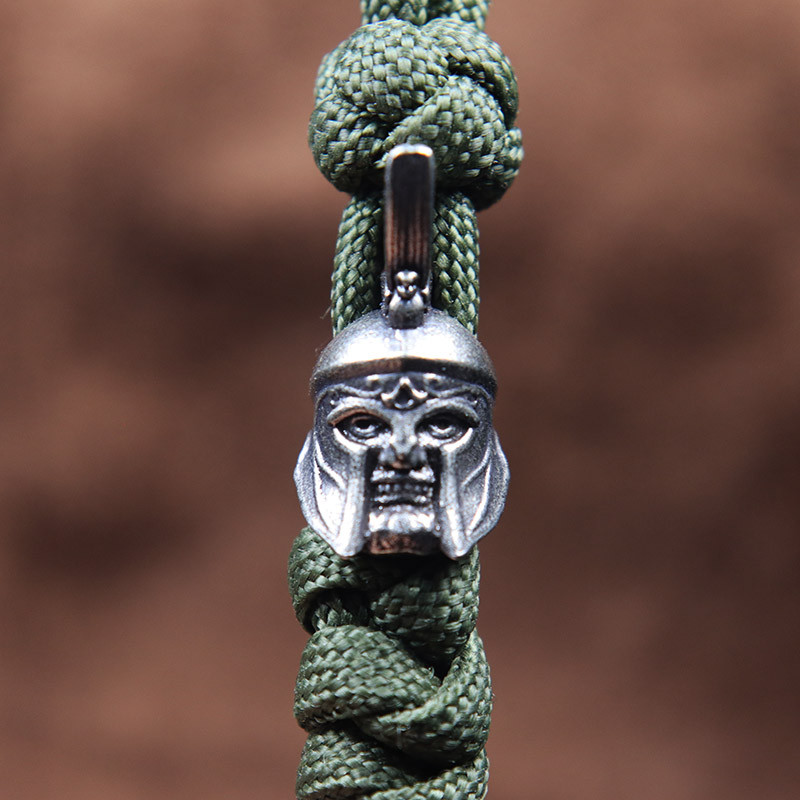 Rimski ratnik Kaciga Nož Perle DIY Paracord Pletena uzica Privjesak Nakit Mjedena Skulptura glave spartanskog viteza EDC privjesci