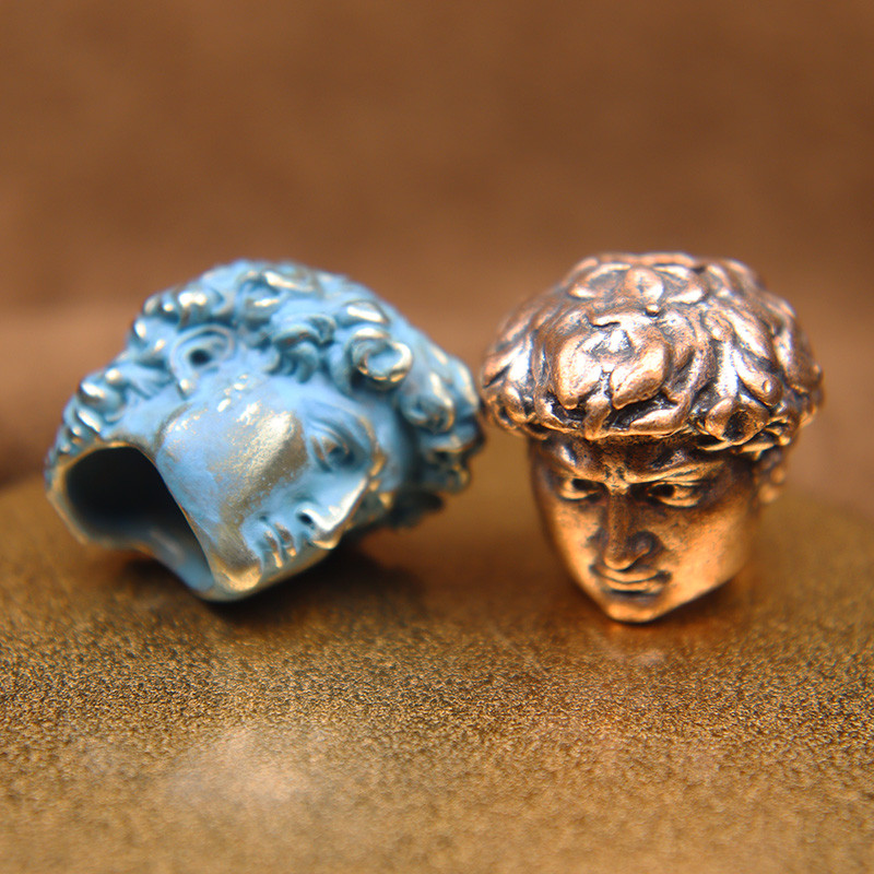 David Head Фигури Paracord Мъниста Връзка Висулка Месинг Външен EDC Инструмент Фенерче Тъкани чадъри Въже Завеси Направи си сам аксесоари