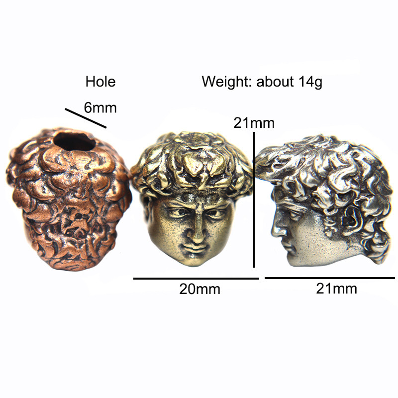 David Head Фигури Paracord Мъниста Връзка Висулка Месинг Външен EDC Инструмент Фенерче Тъкани чадъри Въже Завеси Направи си сам аксесоари