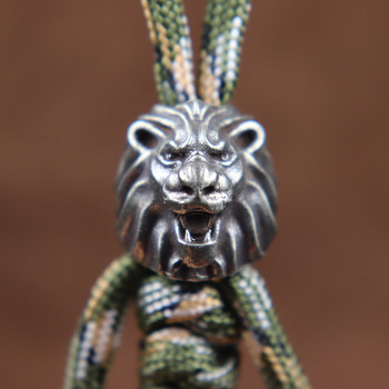 Месинг Beast King Lion Knife Bead Lanyard Pendant EDC Outdoor DIY Paracord Bracelet Charms Аксесоари Карабинер Завеси Бижута