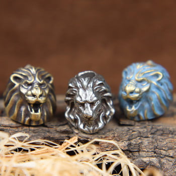 Месинг Beast King Lion Knife Bead Lanyard Pendant EDC Outdoor DIY Paracord Bracelet Charms Аксесоари Карабинер Завеси Бижута