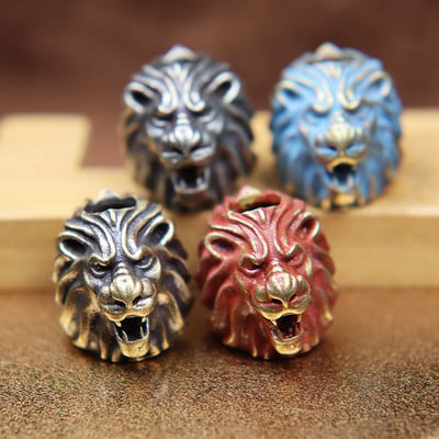 Месинг Beast King Lion Knife Bead Lanyard Pendant EDC Outdoor DIY Paracord Bracelet Charms Аксесоари Карабинер Завеси Бижута