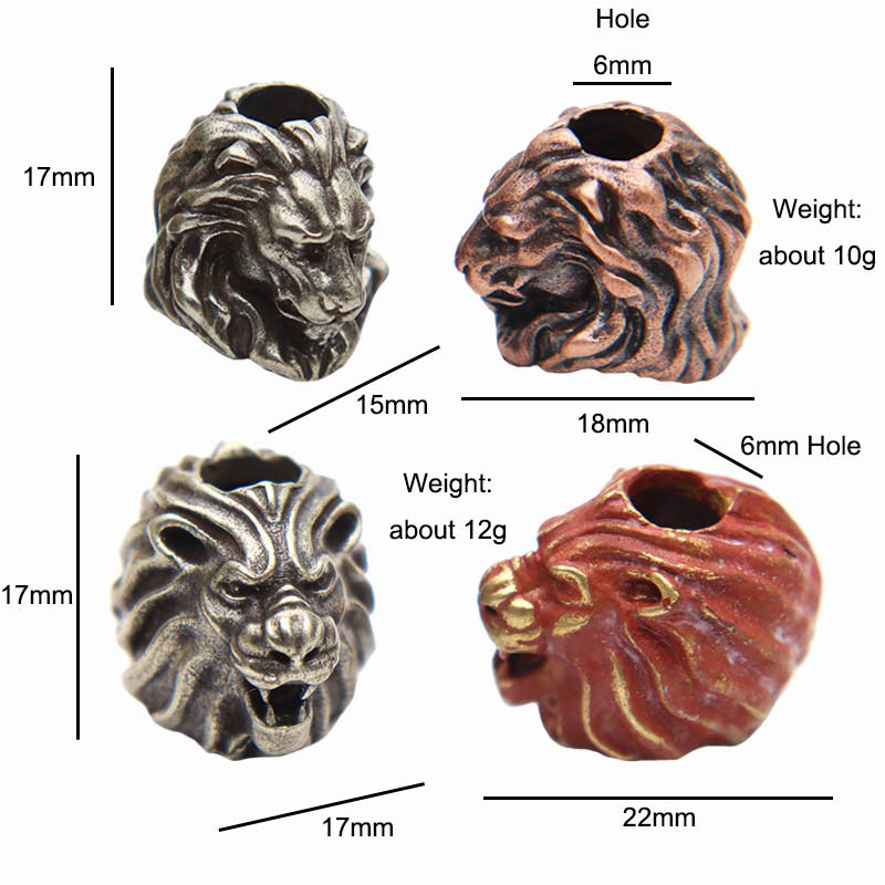 Alamă Bestie Regele Leu Cuțit Cuțit Cuțit Snur Pandantiv EDC în aer liber DIY Paracord Brățară Brelocuri Accesorii Carabiner Agățați Bijuterii