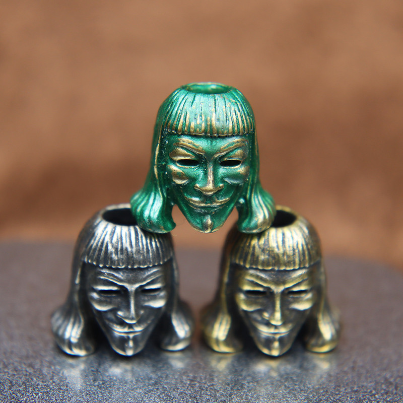 Victory Masked Vendetta EDC Paracord Knife Bead Ρετρό ορειχάλκινο υφαντό κορδόνι κρεμαστό κόσμημα DIY Βραχιόλι κοσμήματα κατασκευής αξεσουάρ Γούρια