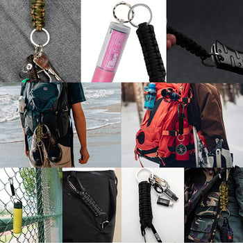 Tactical Paracord Keychain With Carabiner Military Braided Lanyard Utility EDC Survival Tool for Keys Knife Εργαλείο για υπαίθριο κάμπινγκ