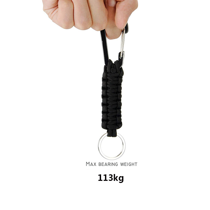 Breloc tactic Paracord cu carabinier Snur împletit militar Utilitate EDC Instrument de supraviețuire pentru chei Cuțit Echipament de camping în aer liber