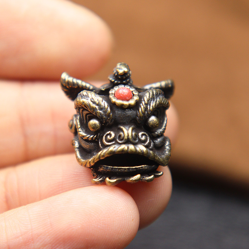 Kineski lav Dance Nož Perle Uzice Privjesci EDC Outdoor Paracord Narukvice DIY Kišobran Konop Dodaci Mjedeni Životinjski privjesci