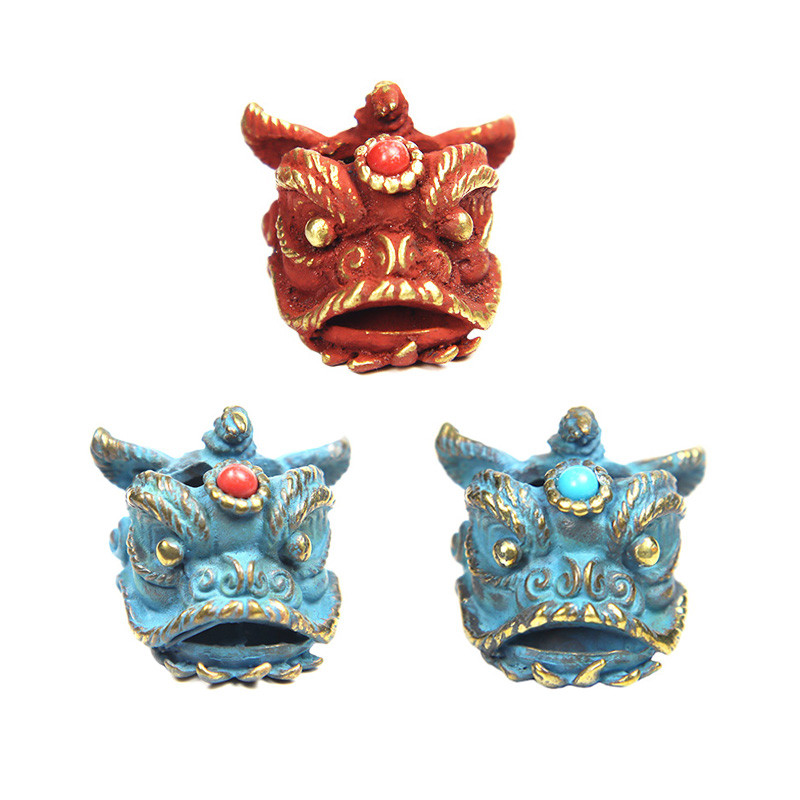 Kineski lav Dance Nož Perle Uzice Privjesci EDC Outdoor Paracord Narukvice DIY Kišobran Konop Dodaci Mjedeni Životinjski privjesci