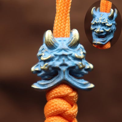 Διπλής όψης Γιαπωνέζικη μάσκα Ghost Hannya Brass Paracord Knife Beads Prajna Skull EDC Outdoor DIY Umbrella Rope Woven