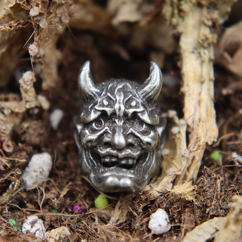 Kahepoolne Jaapani kummitus Hannya mask Messingist Paracord Noa Helmed Prajna Kolju EDC Välistingimustes DIY Vihmavarju köiega kootud tarvikud