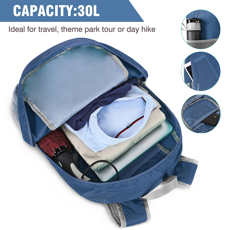 ZOMAKE Ultra pakendatav väike seljakott Ultrakerge matkareisid Matkamine Meeste Naiste veekindel kalapüügi Jalgratta kokkupandav seljakott