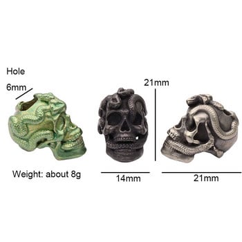 Διπλό Snake Skull Head Brass Knife Bead EDC Outdoor DIY Paracord Αξεσουάρ Υφαντό κορδόνι Κρεμαστό κόσμημα πανκ βραχιόλι Γούρια