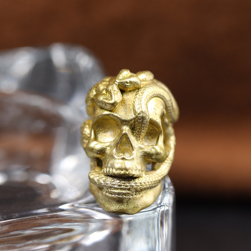 Kahekordne mao peaga messingist noapärm EDC välitingimustes meisterdamise paracord tarvikud kootud kaelapaelaga ripats ehted punk käevõru võlusid