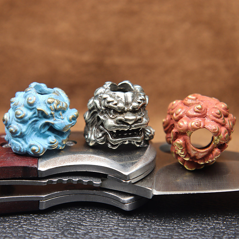 Hiina iidne palee Lõvipea Noa Helmed Messingist Loomakujukesed EDC DIY Paracord kootud kaelapaelad ripatsid Ehted Aksessuaarid