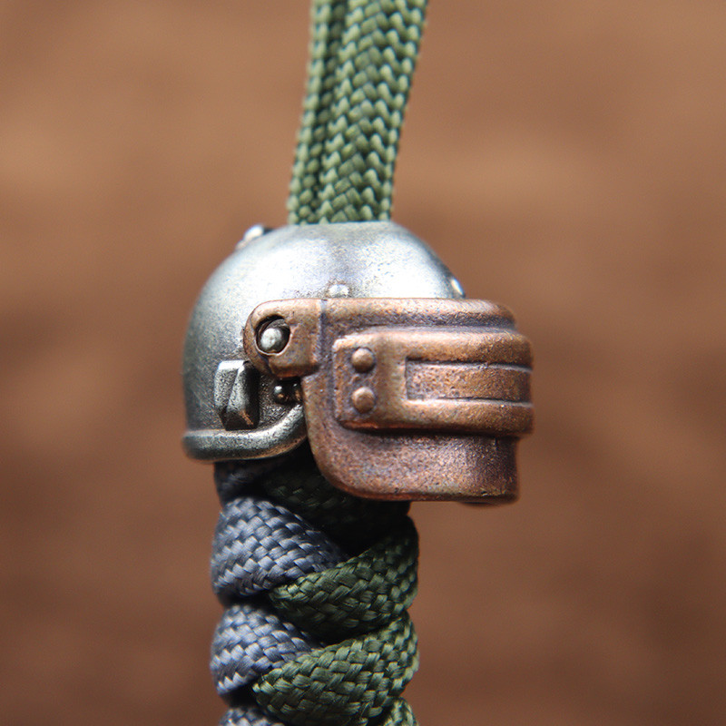 Hot Game Special Force Movable Helmet Knife Bead Brass Keychain Lanyard Pendant Army Fans DIY Paracord Bracelet Charms Аксесоар