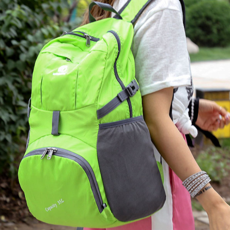 35 literes könnyű nylon összecsukható hátizsák többszínű vízálló kültéri sport kemping túrázási összecsukható táskák