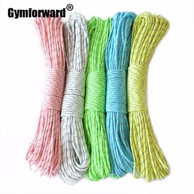 20FT 6 Meters Camp Survival Cord Camping Reflective Luminous Glow Rope 9 Strands 550LB Lanyard Cords Camping Hiking Outdoor Tool