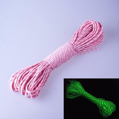 20FT 6 Meters Camp Survival Cord Camping Reflective Luminous Glow Rope 9 Strands 550LB Lanyard Cords Camping Hiking Outdoor Tool