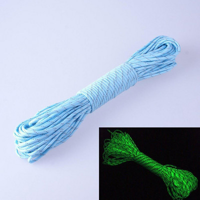 20FT 6 Meters Camp Survival Cord Camping Reflective Luminous Glow Rope 9 Strands 550LB Lanyard Cords Camping Hiking Outdoor Tool