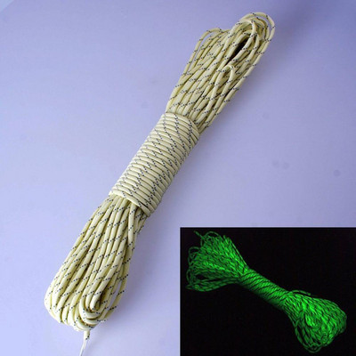 20FT 6 Meters Camp Survival Cord Camping Reflective Luminous Glow Rope 9 Strands 550LB Lanyard Cords Camping Hiking Outdoor Tool