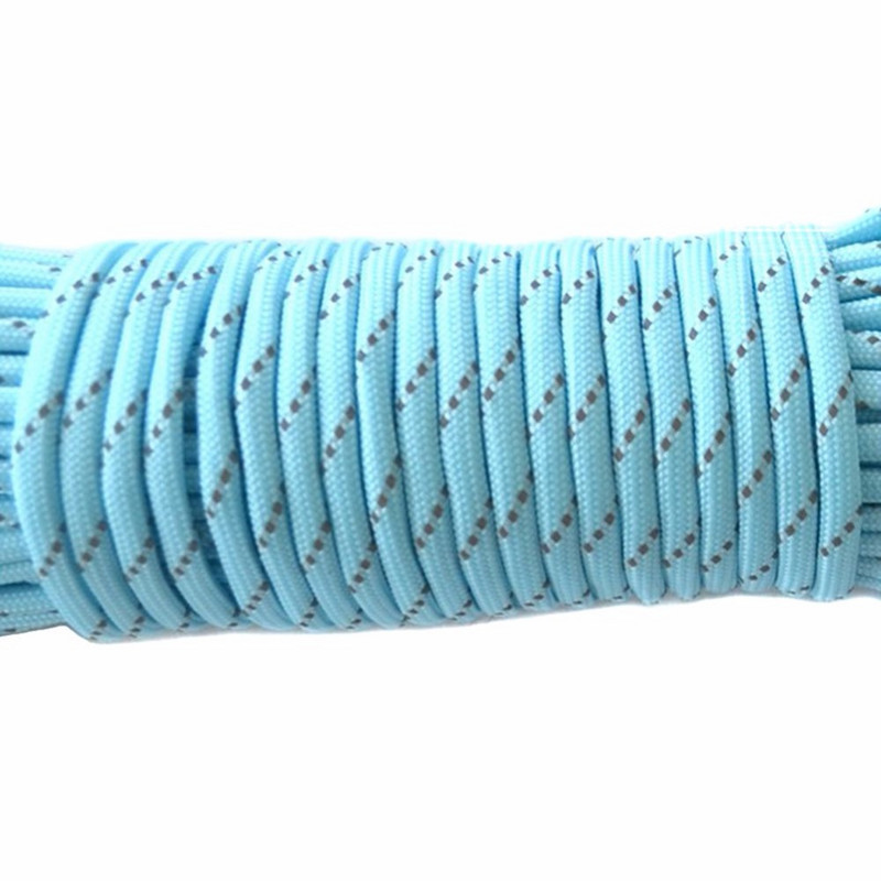 20FT 6 Meters Camp Survival Cord Camping Reflective Luminous Glow Rope 9 Strands 550LB Lanyard Cords Camping Hiking Outdoor Tool