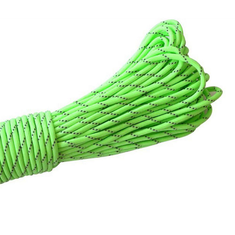 20FT 6 Meters Camp Survival Cord Camping Reflective Luminous Glow Rope 9 Strands 550LB Lanyard Cords Camping Hiking Outdoor Tool