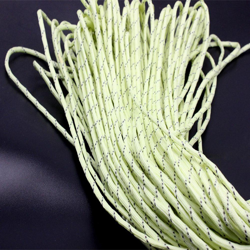20FT 6 Meters Camp Survival Cord Camping Reflective Luminous Glow Rope 9 Strands 550LB Lanyard Cords Camping Hiking Outdoor Tool