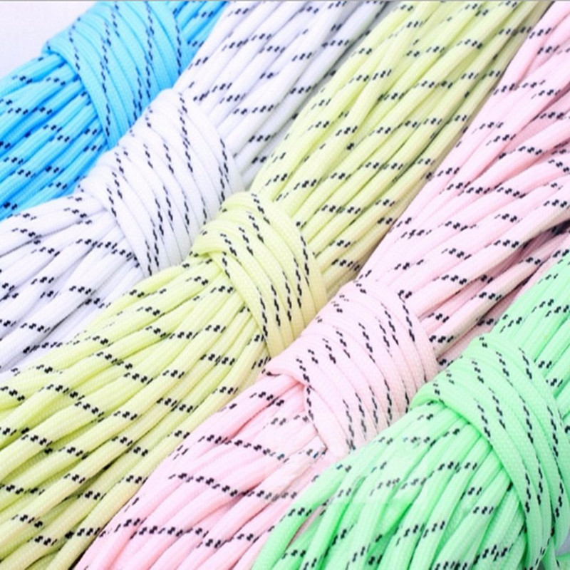 20FT 6 Meters Camp Survival Cord Camping Reflective Luminous Glow Rope 9 Strands 550LB Lanyard Cords Camping Hiking Outdoor Tool