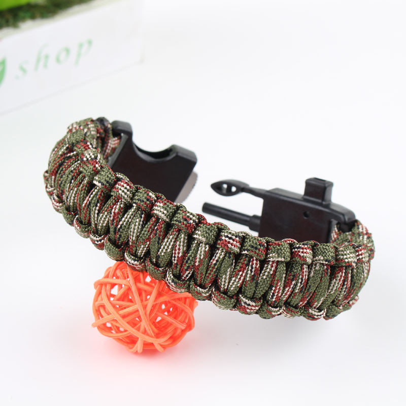 Daugiafunkcinis karinis avarinis išgyvenimas „Paracord“ 4 mm apyrankė, lauko grandiklis, švilpukas, sagtis „Paracord“ įrankiai 550 „Paracord“