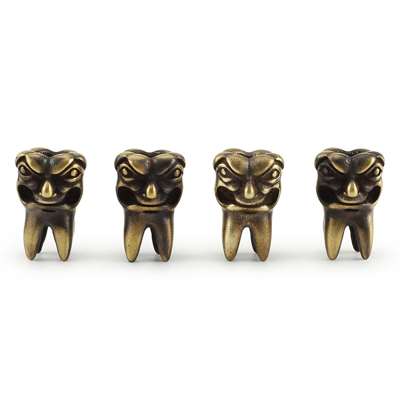 Винтидж зъби Месингов нож Мъниста Медни зъби Паракорд Висулка Ключодържател Аксесоари Направи си сам Паракорд мъниста