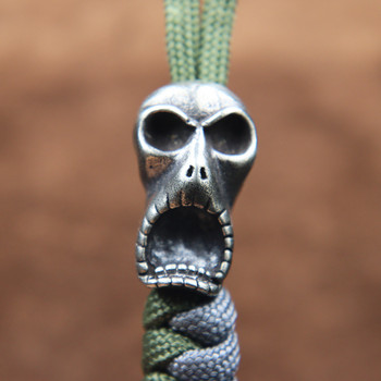 Big Mouth Ghost Skull Πρόσωπο EDC Εργαλεία ορειχάλκινο μαχαίρι χάντρα Καραμπίνερ εξωτερικού χώρου Φακός κρεμαστό κορδόνι DIY Αξεσουάρ Paracord Chamrs
