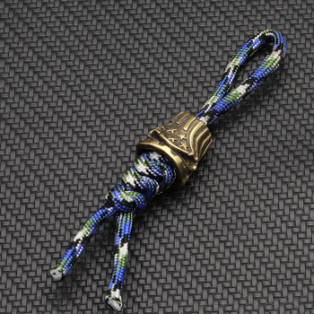 Ορειχάλκινο μαχαίρι κρανίου 5 αστέρων Paracord Beads Outdoors DIY Εργαλεία EDCLanyard Μενταγιόν Μπρελόκ Αξεσουάρ