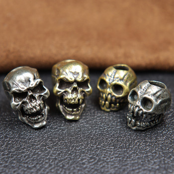 3 στυλ Punk Brass Skull Head Knife Χάντρες Σχοινί ομπρέλας DIY Αξεσουάρ Λευκός Χάλκινος Vintage Paracord Personality Hang μενταγιόν