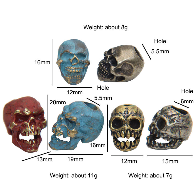 3 stiluri Punk din alamă cap de craniu cuțit margele umbrelă frânghie bricolaj accesorii alb cupru vintage paracord personalitate atarna pandantive