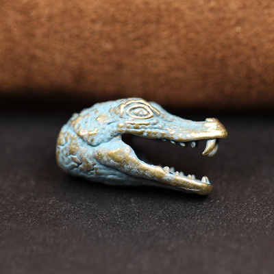 Cap de crocodil sculptat cuțit din alamă mărgele EDC în aer liber DIY Paracord Accesorii țesute șnur pandantiv bijuterii umbrelă funie agățat