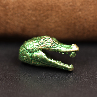 Cap de crocodil sculptat cuțit din alamă mărgele EDC în aer liber DIY Paracord Accesorii țesute șnur pandantiv bijuterii umbrelă funie agățat