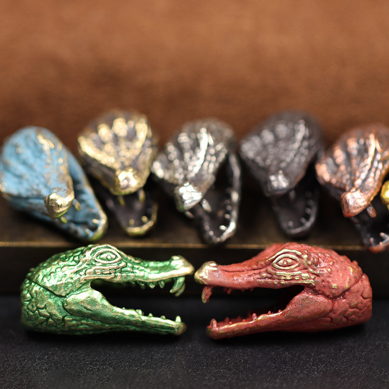 Cap de crocodil sculptat cuțit din alamă mărgele EDC în aer liber DIY Paracord Accesorii țesute șnur pandantiv bijuterii umbrelă funie agățat