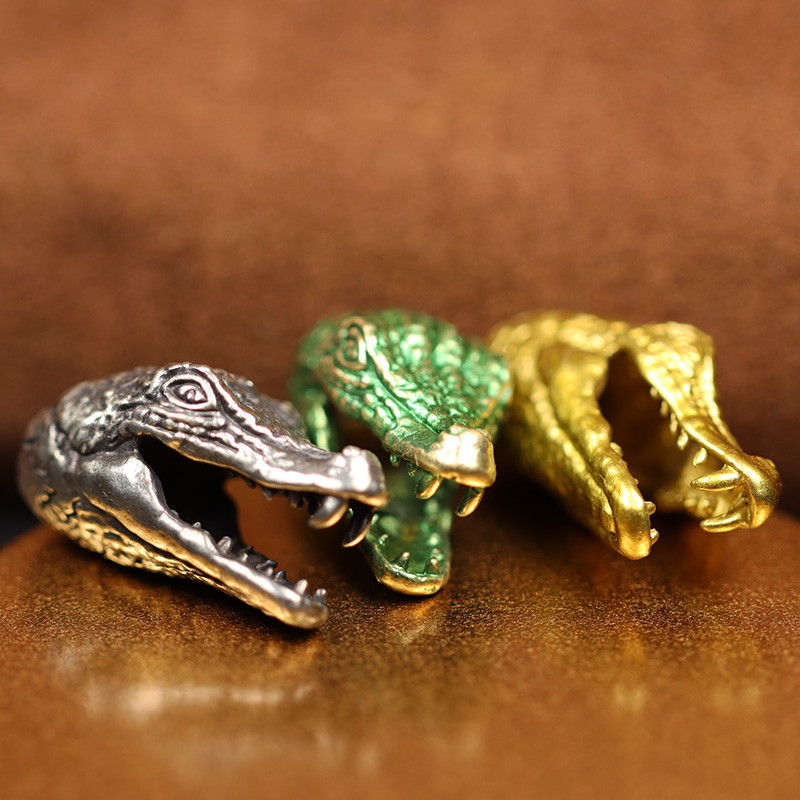 Cap de crocodil sculptat cuțit din alamă mărgele EDC în aer liber DIY Paracord Accesorii țesute șnur pandantiv bijuterii umbrelă funie agățat