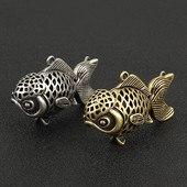 Mărgele din alamă de pește auriu de epocă. Mărgele de pește goale. Bricolaj de bricolaj