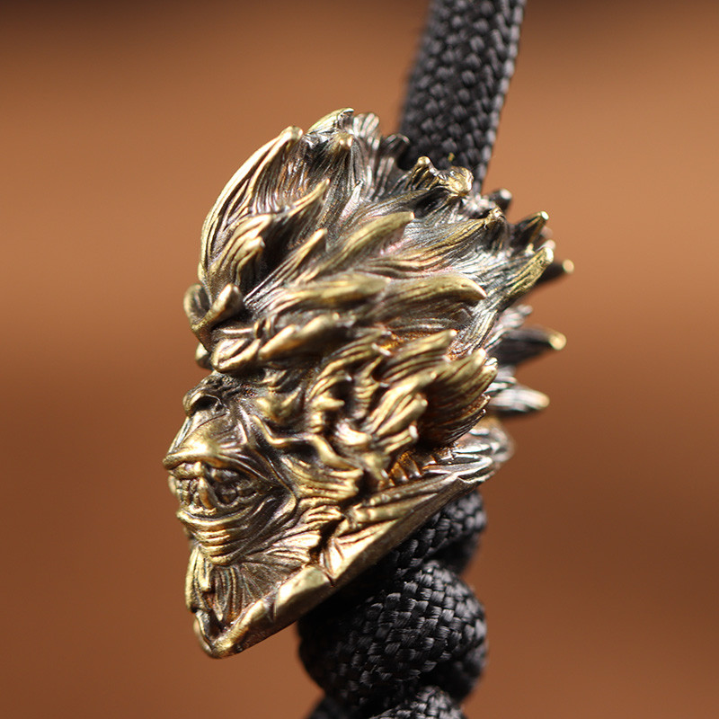 Σκοτεινός μαϊμού βασιλιάς χάντρες ορειχάλκινο μαχαίρι EDC Αξεσουάρ DIY για εξωτερικούς χώρους Paracord Υφαντά μενταγιόν με κορδόνι Κοσμήματα Ομπρέλες με σχοινί