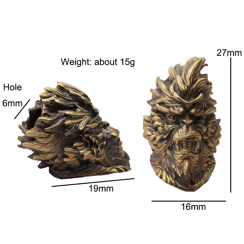 Σκοτεινός μαϊμού βασιλιάς χάντρες ορειχάλκινο μαχαίρι EDC Αξεσουάρ DIY για εξωτερικούς χώρους Paracord Υφαντά μενταγιόν με κορδόνι Κοσμήματα Ομπρέλες με σχοινί