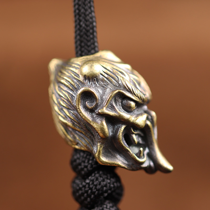 Jaapani rahvausund Koletis Tengu messingist nugahelmes taevane koer EDC DIY Paracordi ripats, õues kasutatavad käevõru aksessuaarid