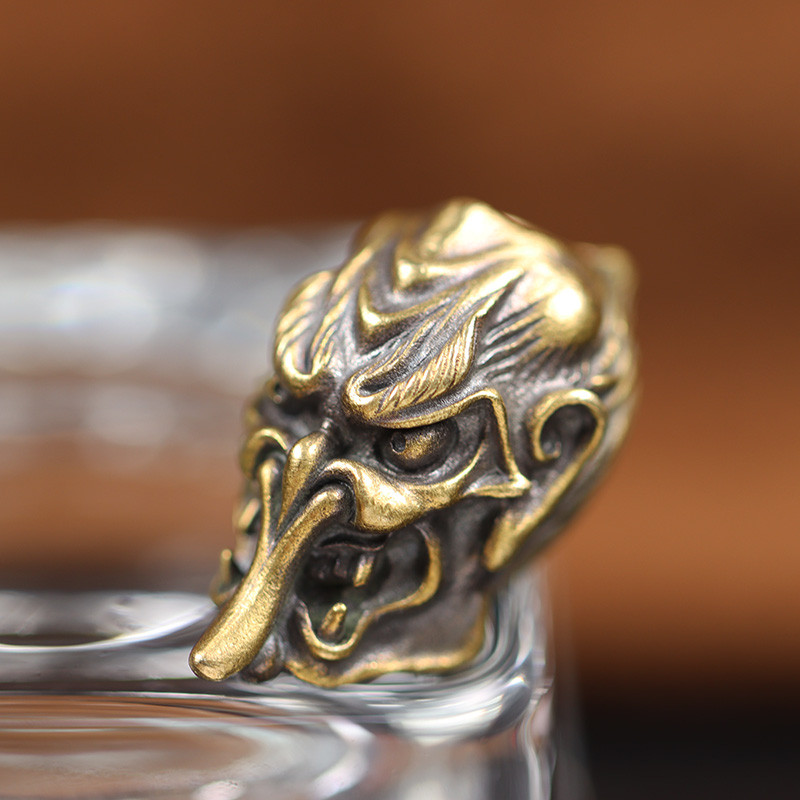 Jaapani rahvausund Koletis Tengu messingist nugahelmes taevane koer EDC DIY Paracordi ripats, õues kasutatavad käevõru aksessuaarid