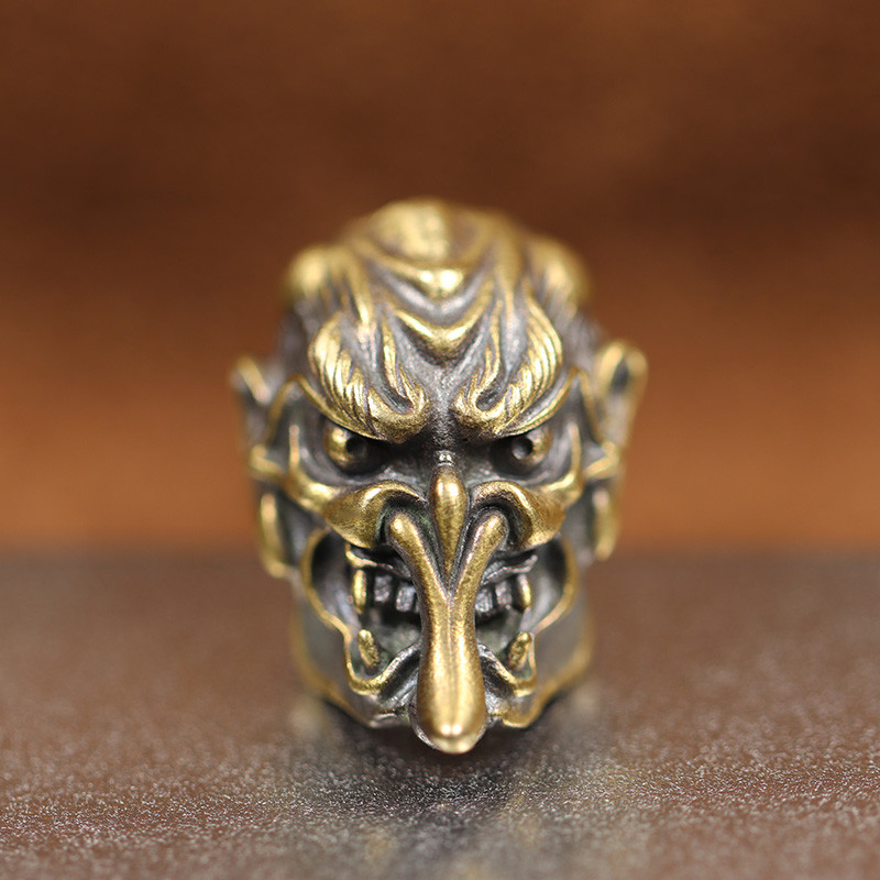 Jaapani rahvausund Koletis Tengu messingist nugahelmes taevane koer EDC DIY Paracordi ripats, õues kasutatavad käevõru aksessuaarid