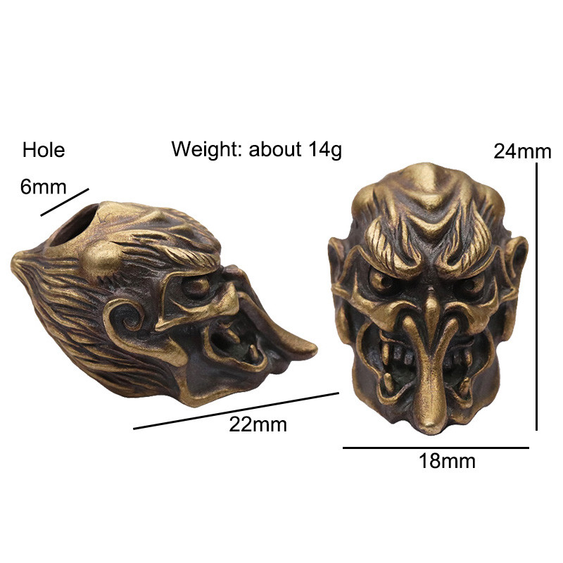 Jaapani rahvausund Koletis Tengu messingist nugahelmes taevane koer EDC DIY Paracordi ripats, õues kasutatavad käevõru aksessuaarid