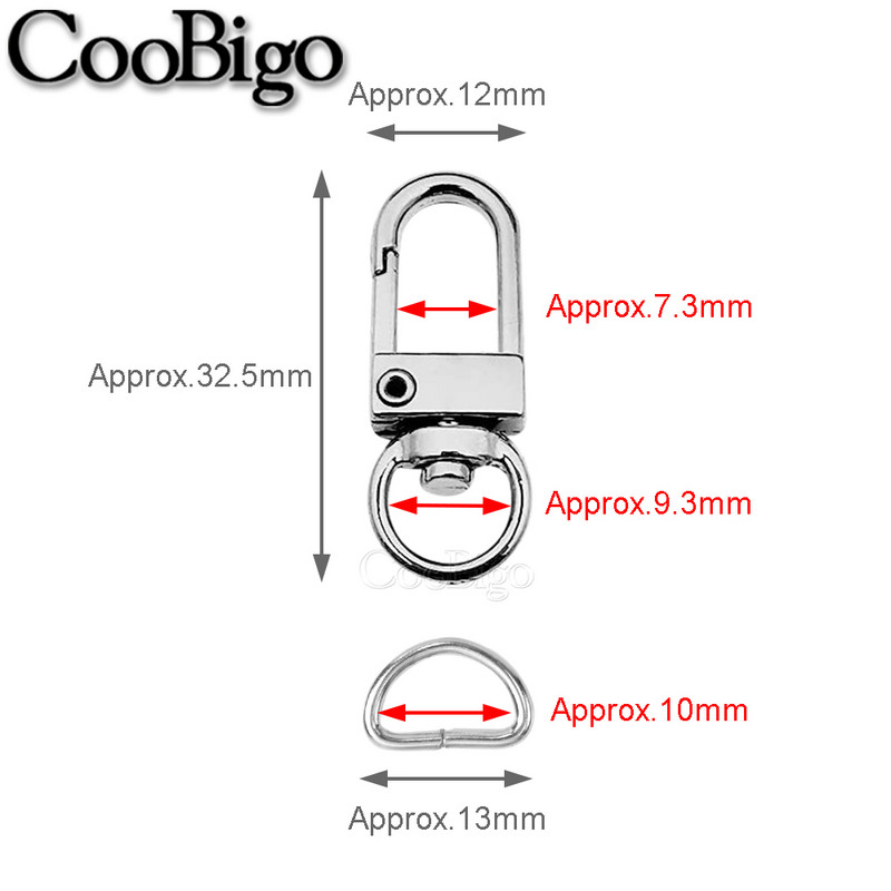 10 kompleta Metalna kuka s kopčom za jastoga Okretne karabine D prsten Privjesak za ključeve Kopča Privjesak za ključeve Ogrlica za pse Torba za remen Konektor DIY dodaci