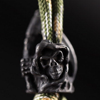 Brass Scythe Grim Reaper Skull Head Soldier Figurine Knife Beads EDC Tool DIY Paracord Woven Lanyard κρεμαστό κόσμημα αξεσουάρ