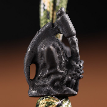 Месинг Scythe Grim Reaper Skull Head Soldier Figurine Knife Beads EDC Tool DIY Paracord Woven Lanyard Висулка Аксесоари за бижута