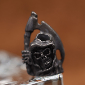 Brass Scythe Grim Reaper Skull Head Soldier Figurine Knife Beads EDC Tool DIY Paracord Woven Lanyard κρεμαστό κόσμημα αξεσουάρ