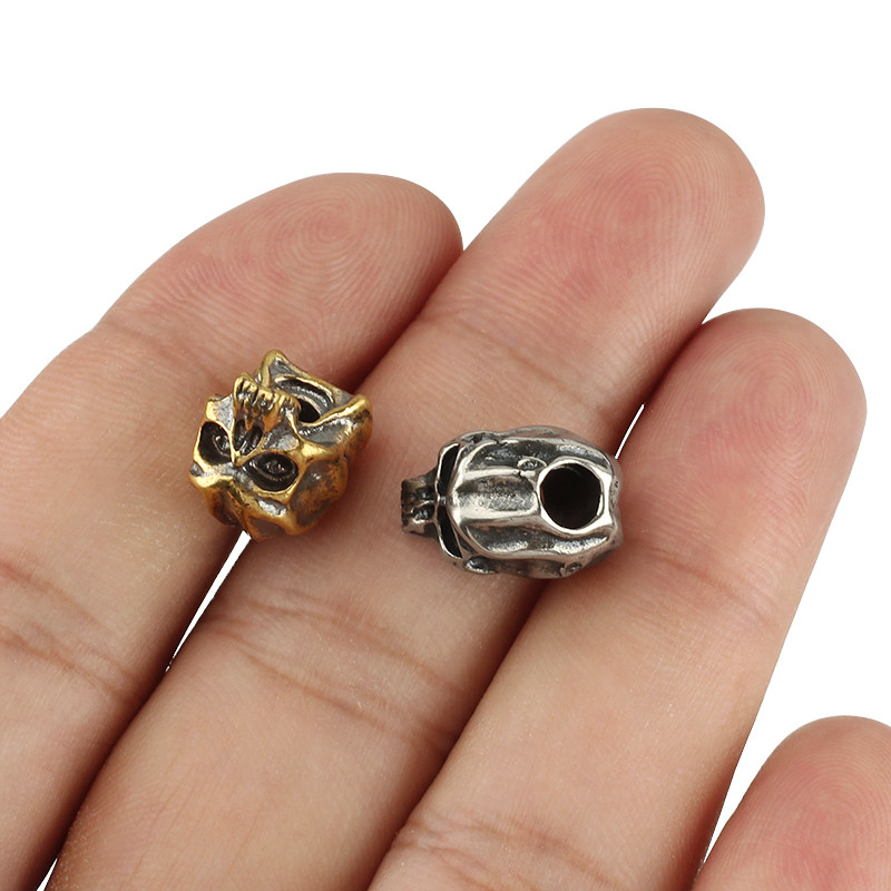 Kolju messingist nuga helmestega vihmavarju köis taskulambi ripats EDC vasest kolju paracord helmed